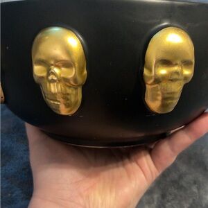 Black and Gold Skull Decorative Bowl